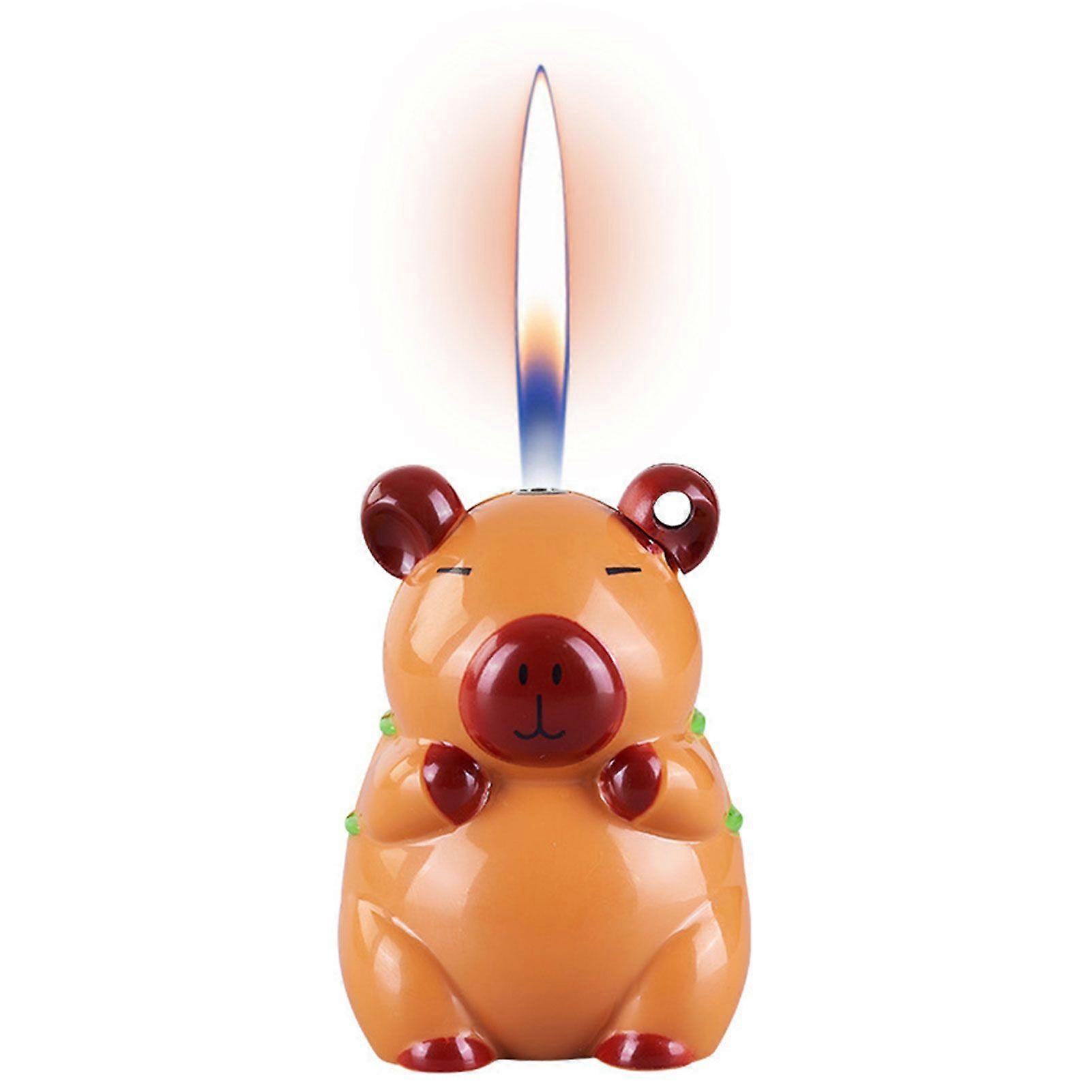 Capybara Lighter Kawaii Cute Animal Capybara Butane Lighter Windproof Flame Pocket Refillable Lighter
