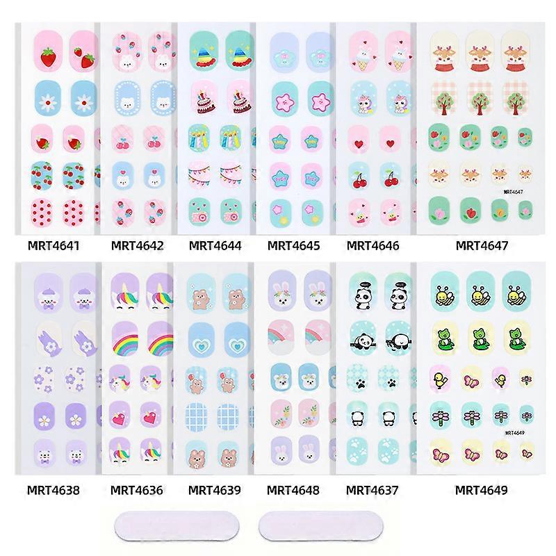Children's nail stickers DIY cute cartoon cute pet animal giant panda INS nail stickers 12 children's nail stickers set C bare piece + two nail files