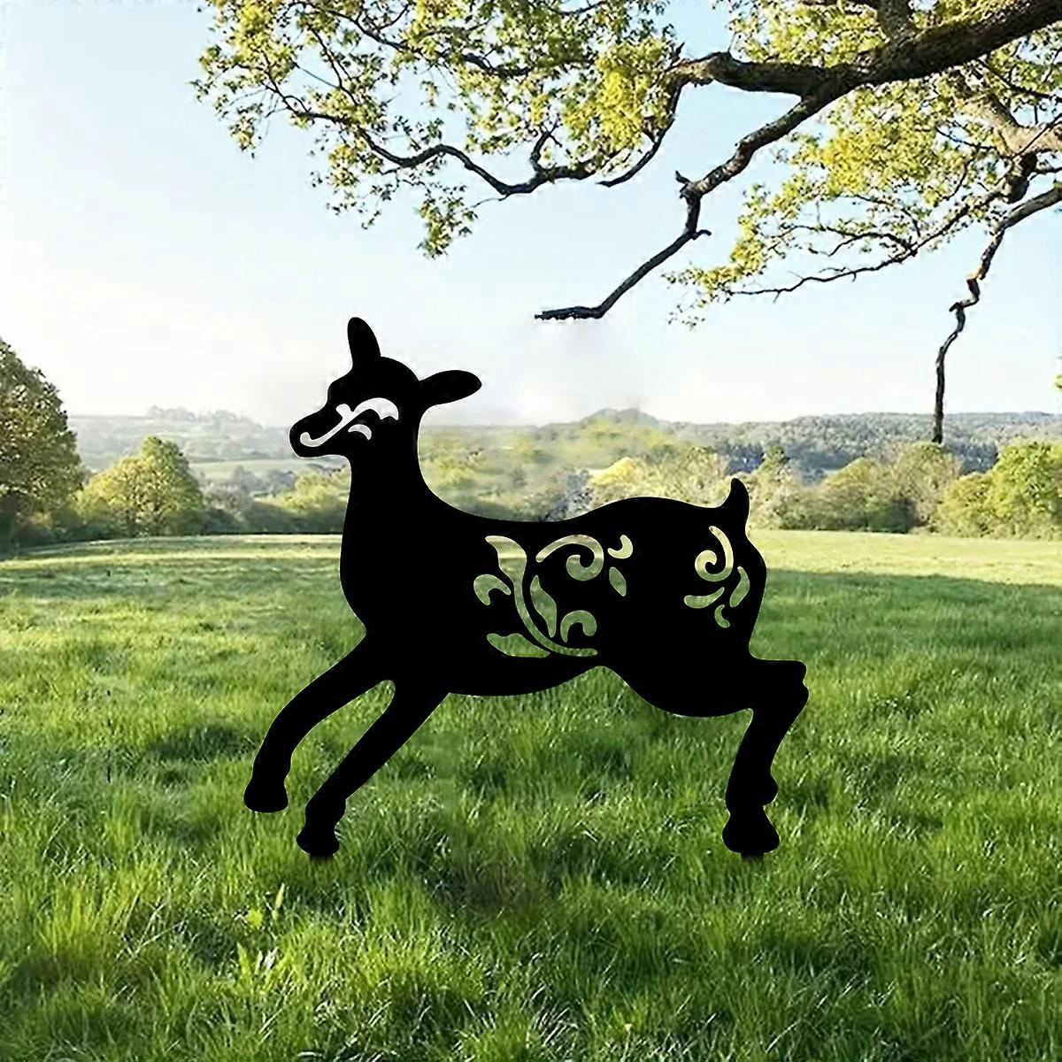 1PC Decorative Metal Sika Deer Garden Stake Ornament Sculpture for Lawn Yard