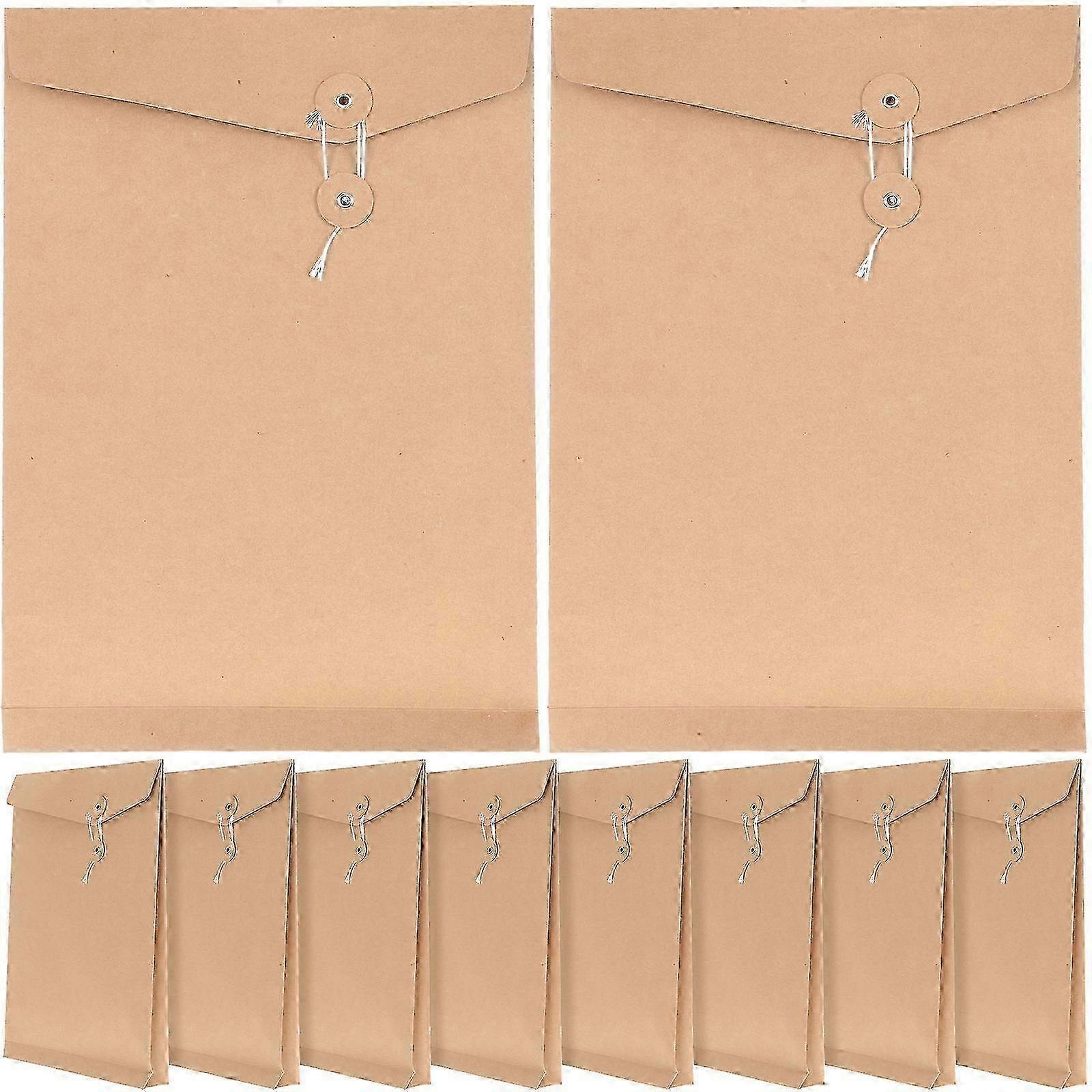 10pcs Kraft Paper Envelope String Tie Closure Envelope Document File Organizer