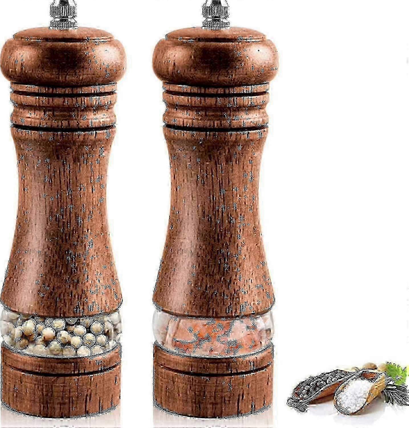 verstellbare Holzmühlen für Salz und Pfeffer 2er Set