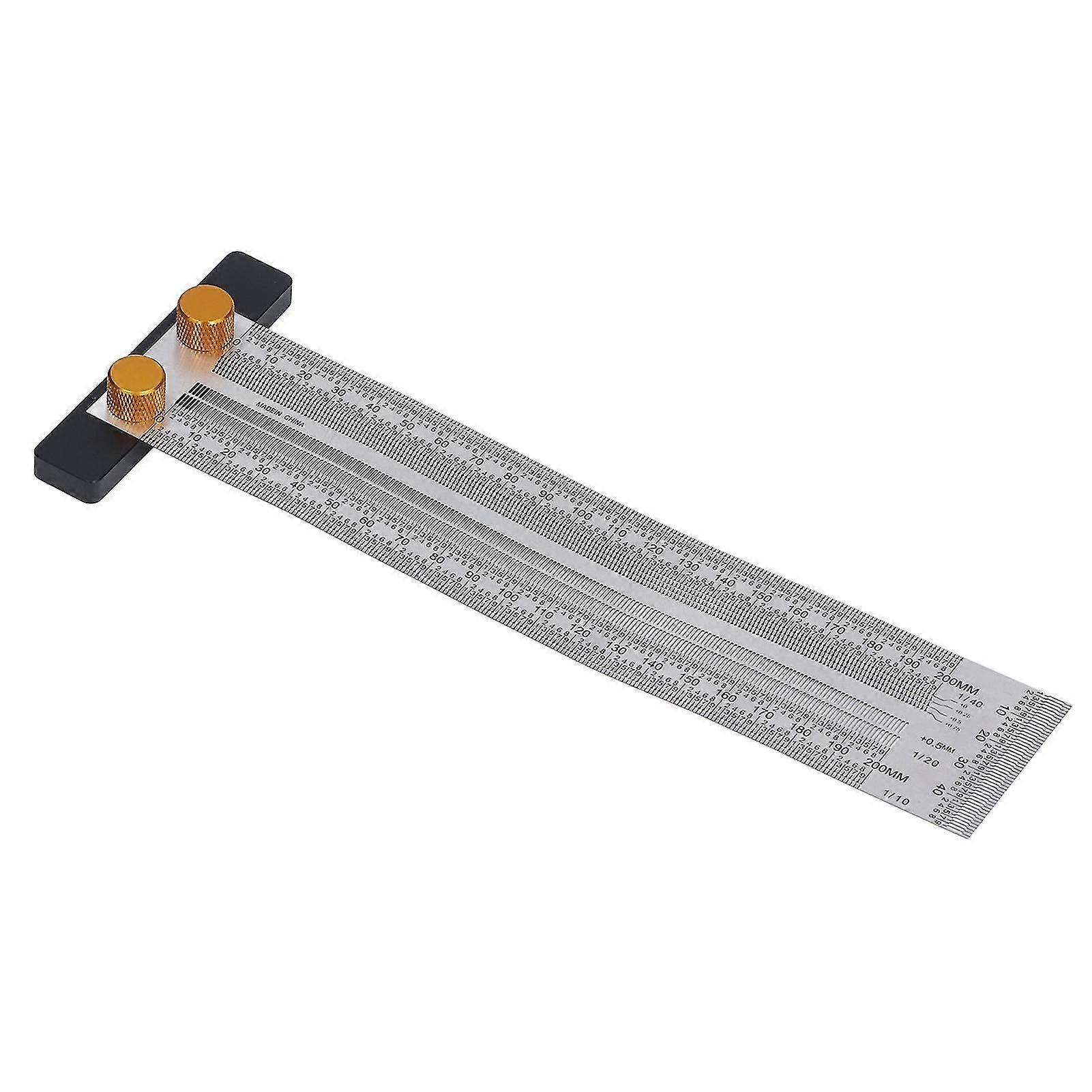 Scriber Ruler Stainless Steel 200mm High Accuracy Simple Operation Right Angle Line Ruler for Woodworking