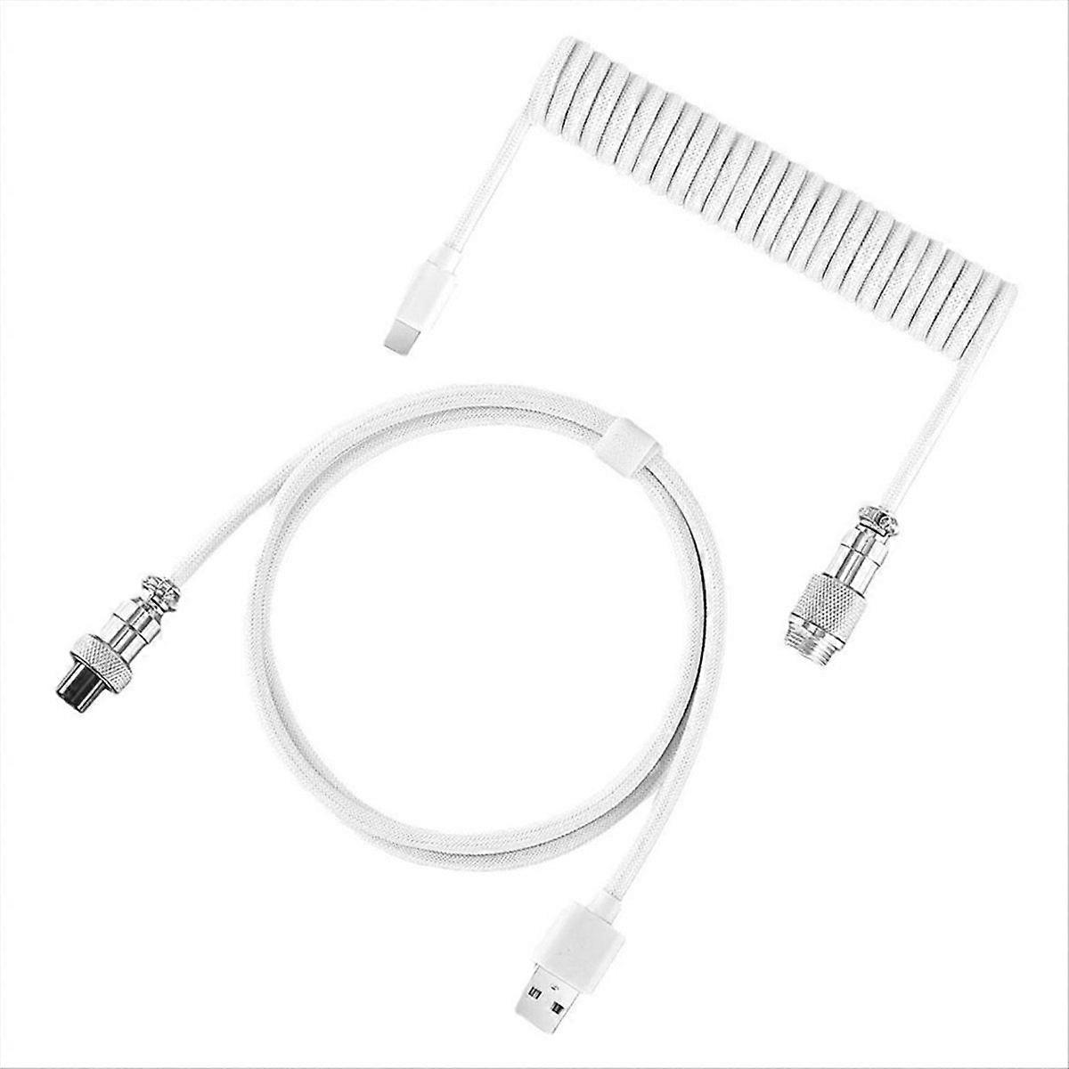 Mechanical Keyboard Adapter Coiled Cable TypeC Phone Charging Cord USB Keyboard Aviation Connector Wire for Desktop PC,B