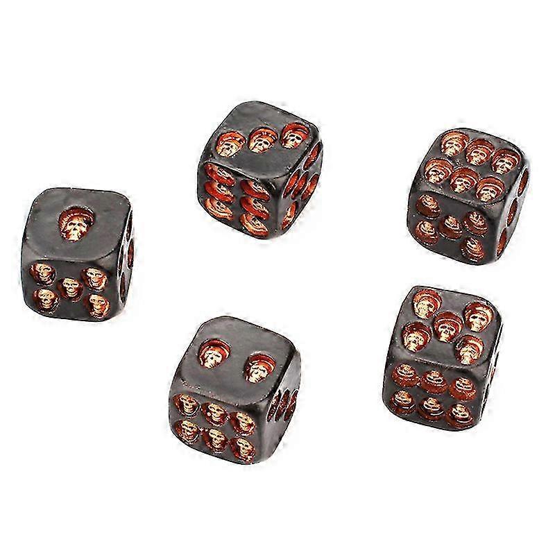 25-26 5 Pcs Skeleton Dice Scary Novelty Decorative Ornament 6 Sided D6 Dice Vintage Skeleton Head Bone Dice Cube Table Ornament