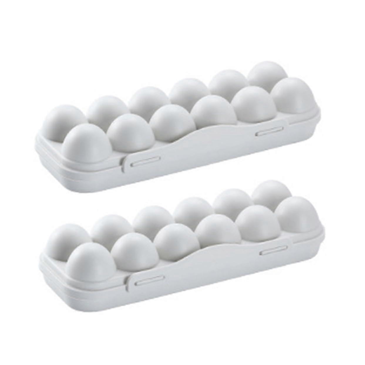 Gray Egg Storage Box 2Pack, 12Compartment Fridge Egg Holders, Egg Storage Organizer for Kitchen Pantry
