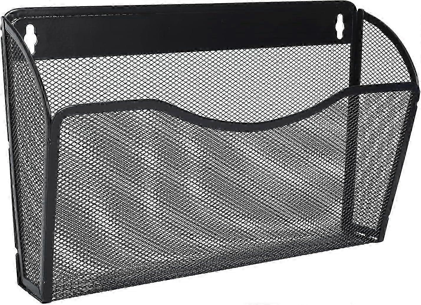 1 Pocket Landscape A4 Mesh Hanging Wall File Holder Mail Organiser Magazine Storage,Black Edition 1030