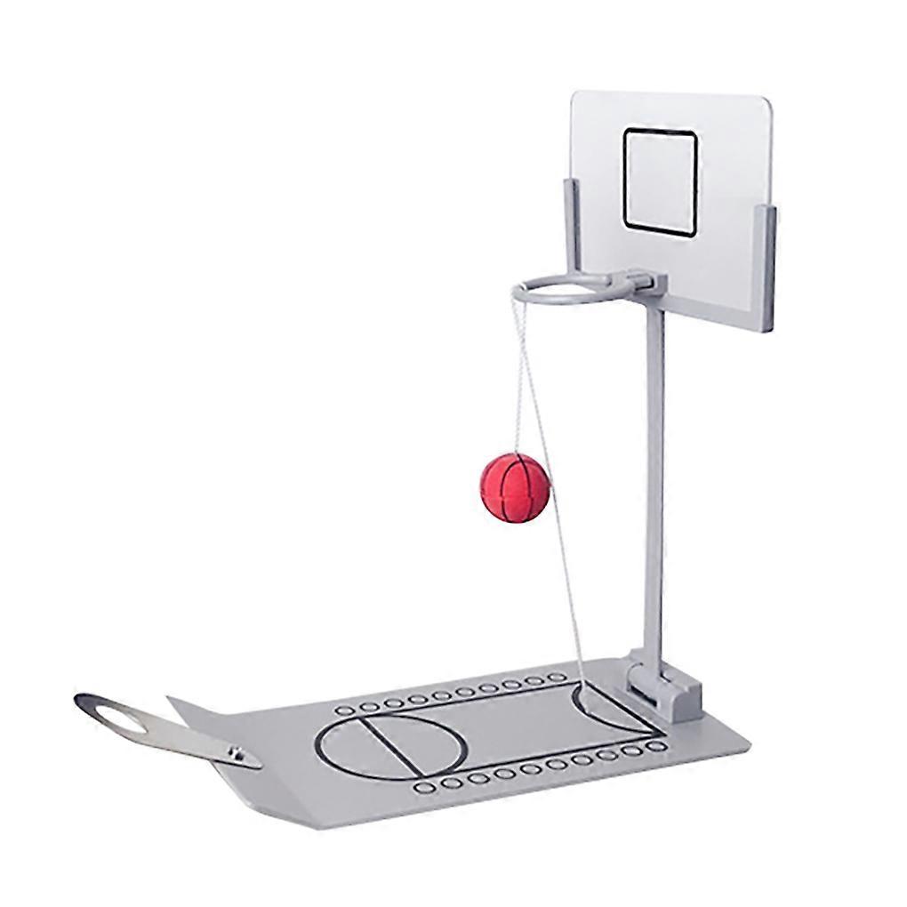 Basketball Machine Desktop Folding Machine Portable Basketball Game Set, Silver Rim