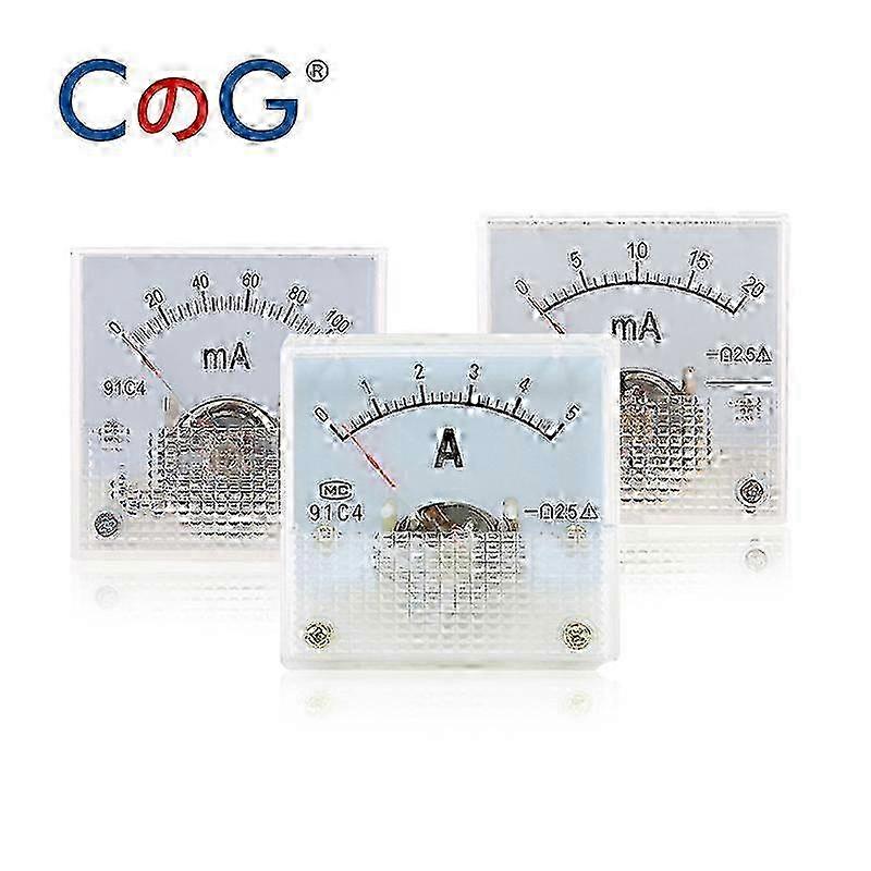 91C4 Ammeter DC Analog 1A 2A 3A 5A 10A 20A 30A 50A 100A 200A 300A 500A Panel Mechanical Pointer Type Amper Meter Current Meter