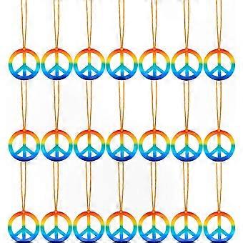 10PCS Rainbow Peace Sign Necklaces Set 60s 70s Hippie Costume Accessories for Women Men Unisex Party Fashion Retro Jewelry Collection