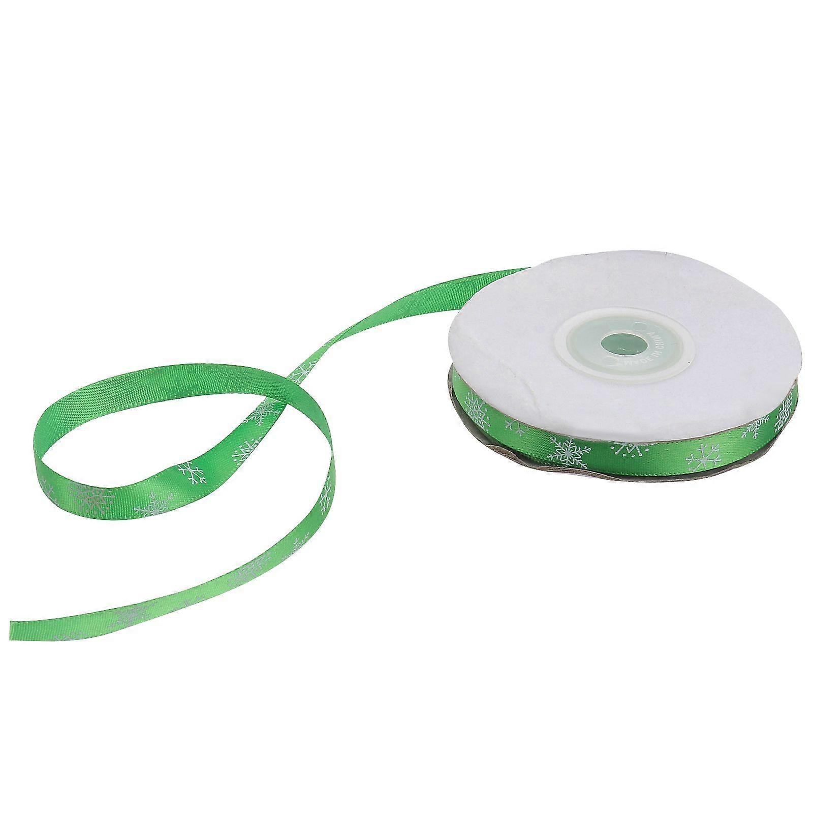 1cm Wide Christmas Ribbon 20m Long Snowflake Thin Ribbon for Gift Packing Wrapping (Green)