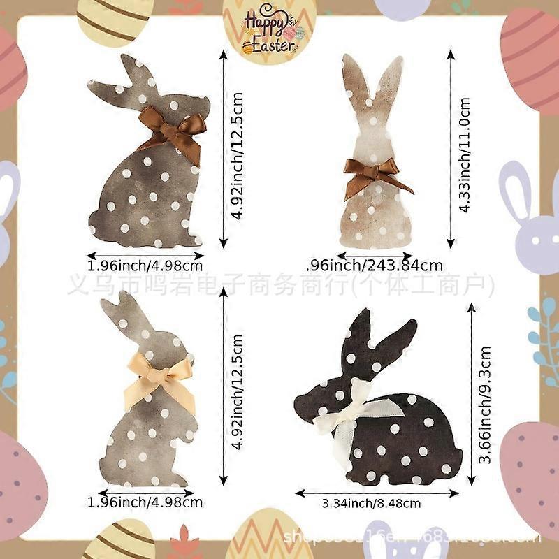 Pieces Wooden Easter Bunny Decorations Rabbit Shape Wood Signs Freestanding Bunny Tabletop