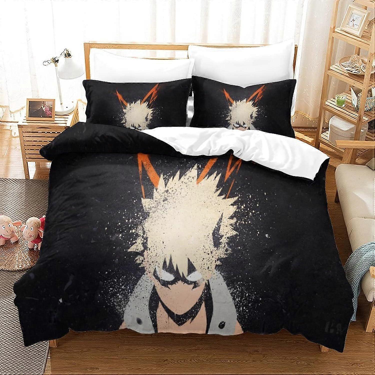 My Hero Academia Capa de edredom, 3D Print Capa de colcha Cartoon Home Textile Boy Bedding Duvet Set com fronhas Microfibra macia Easy Care Capa de colcha f