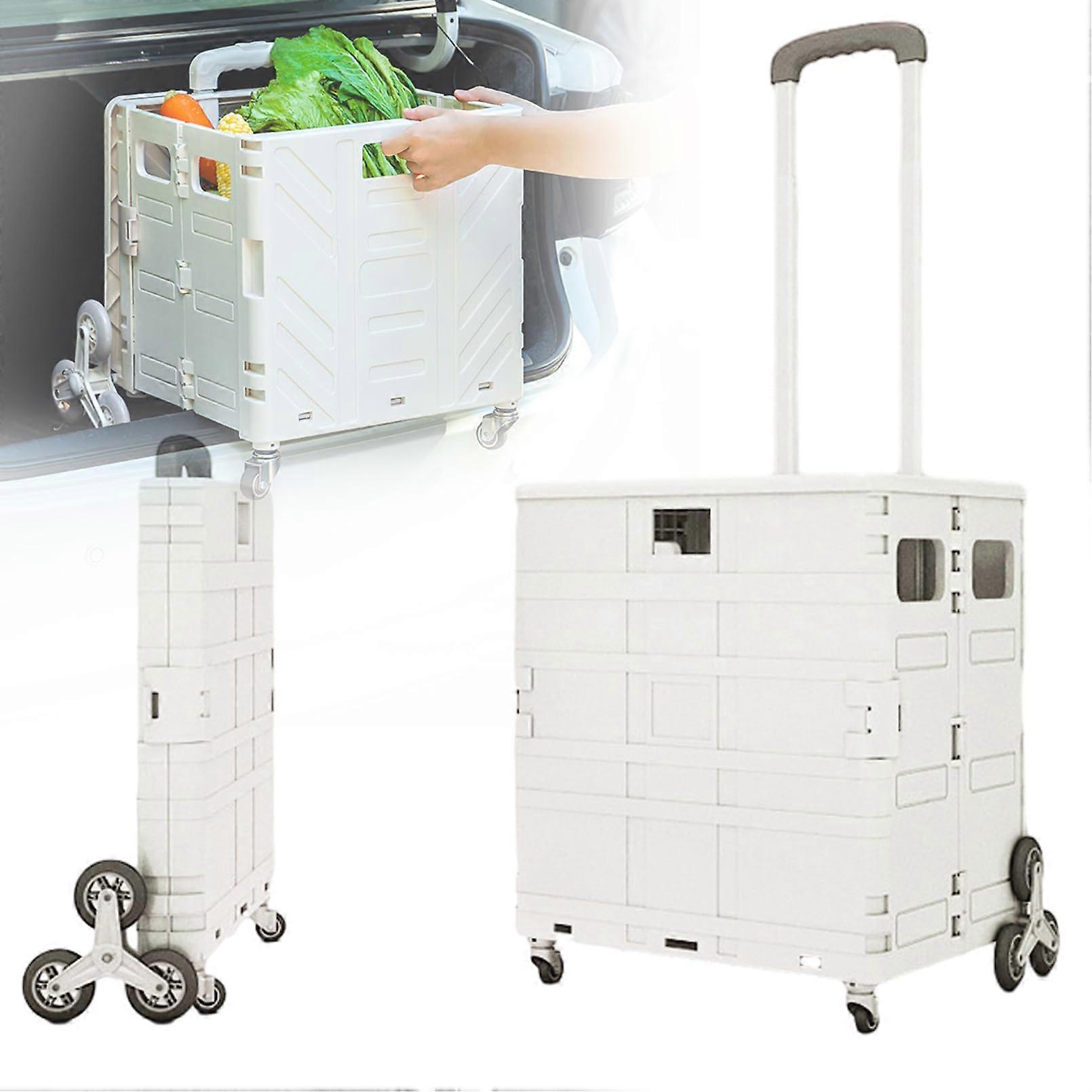 Lightweight Foldable Shopping Cart with 360° Wheels and Stair Climber for Travel, Camping, Storage, 75L Blue