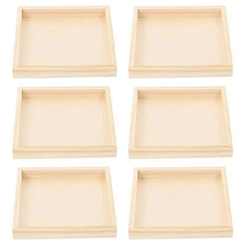 6PCS Wood Color Six- sided Painting Tray ( single Tray Without Six- sided Painting ) Puzzle table Sorting trays stackable