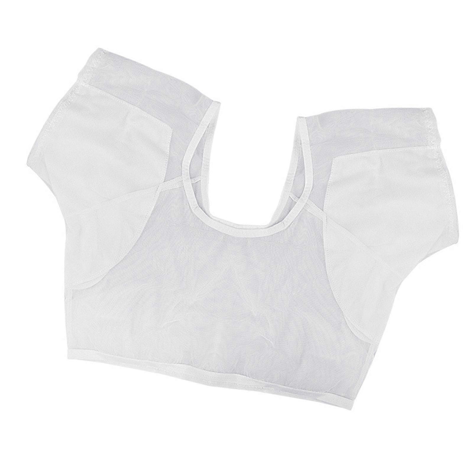 Canottiera assorbente per ascelle a maniche corte, ad asciugatura rapida, invisibile, da donna, in rete, antisudore, bianca, XL