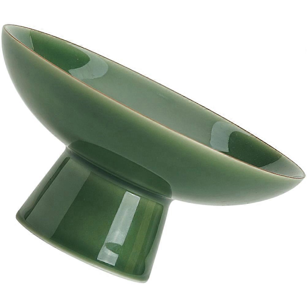 Green Ceramic Snacks Plate for Displaying Footed Kitchen Plate
