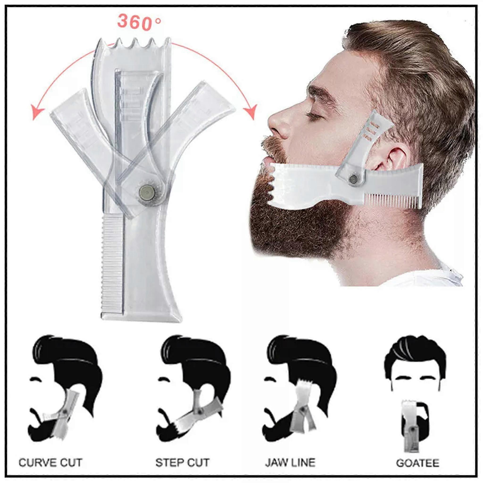 Adjustable Beard Shaping Tool Men Portable Styling Stencil Comb Template-default