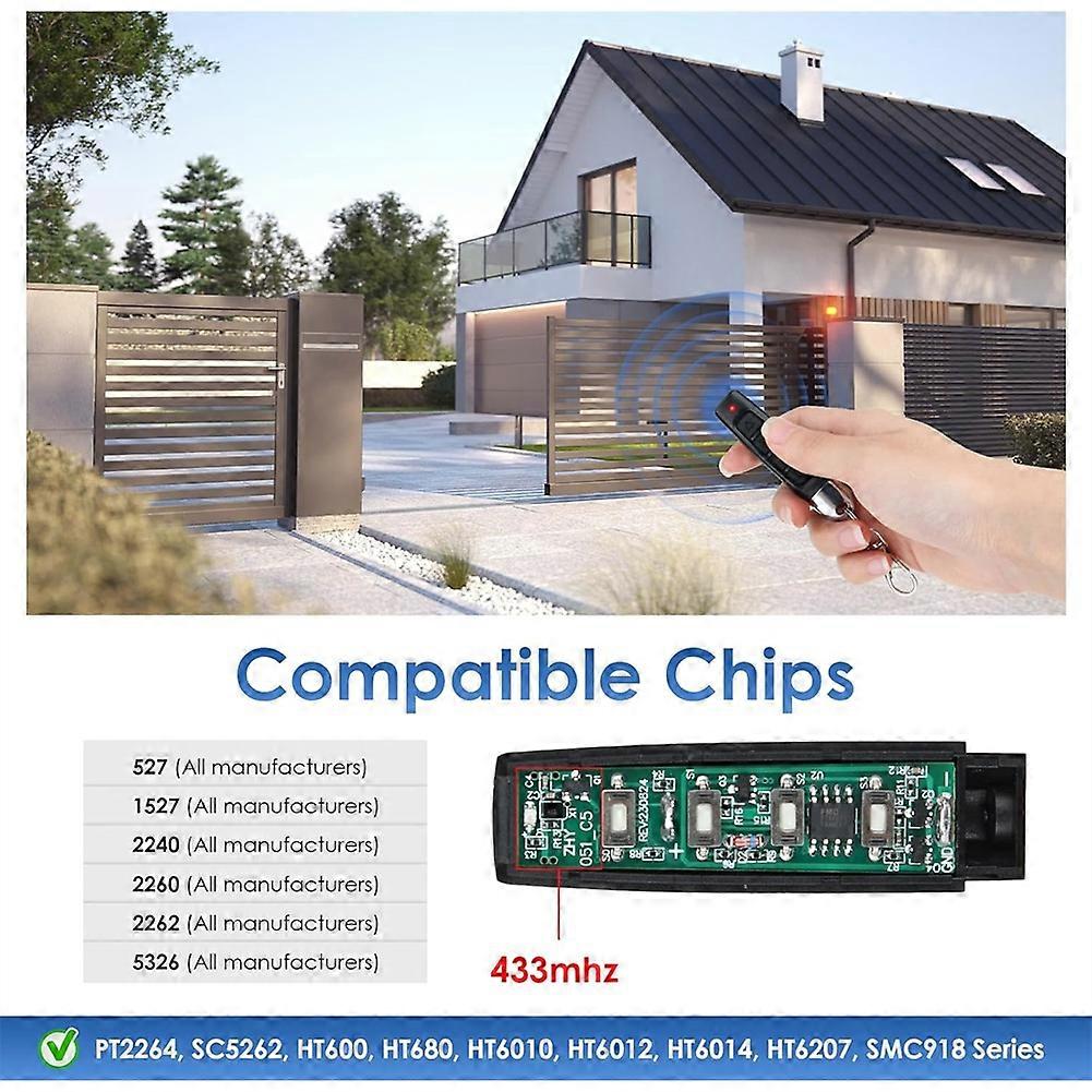 3pcs 433MHz Remote Control Garage Door, Remote Control Handheld Transmitter Duplicator Universal for Copying Code