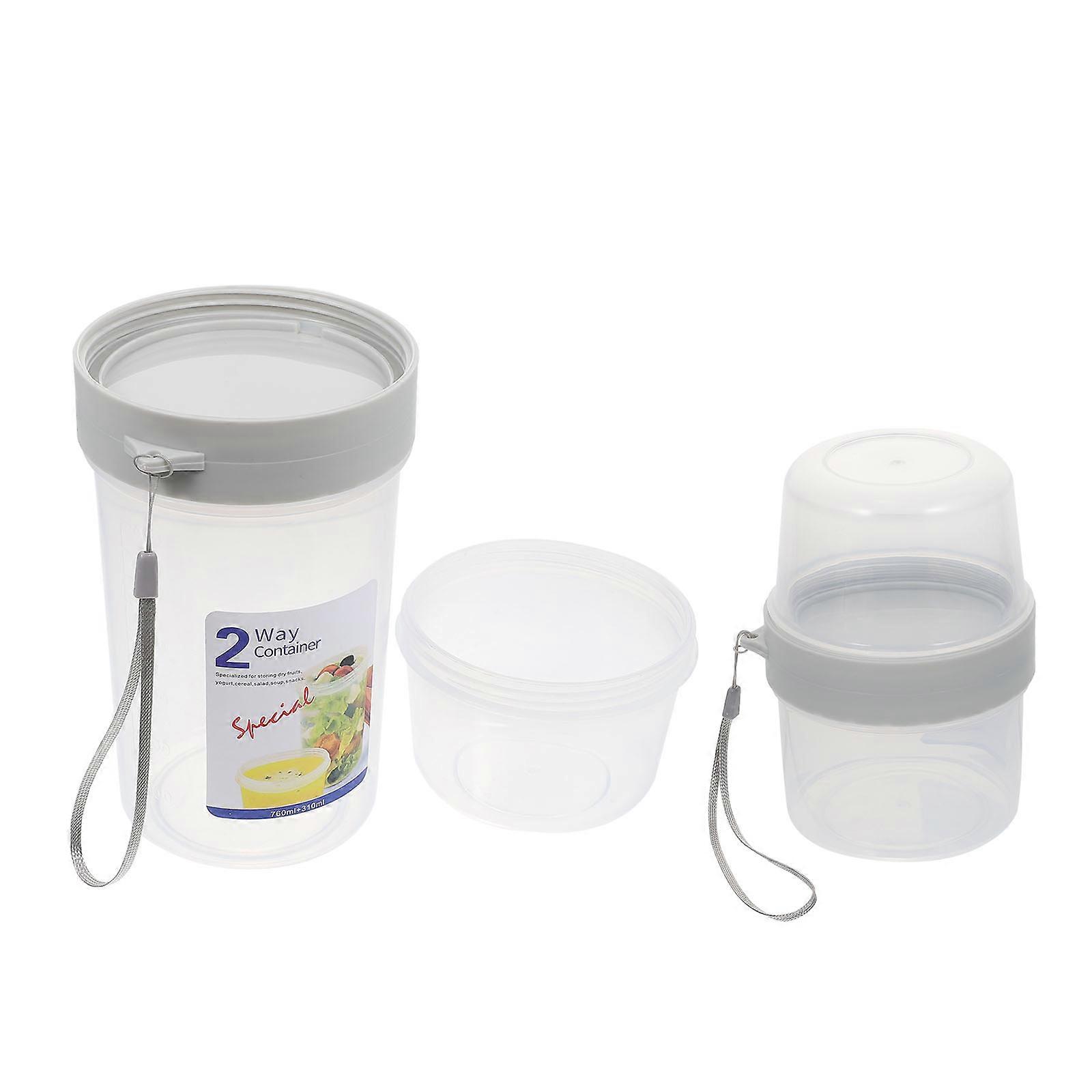 2Pcs Double Layer Sealing Boxes Salad Bento Container Food Boxes Snack Containers