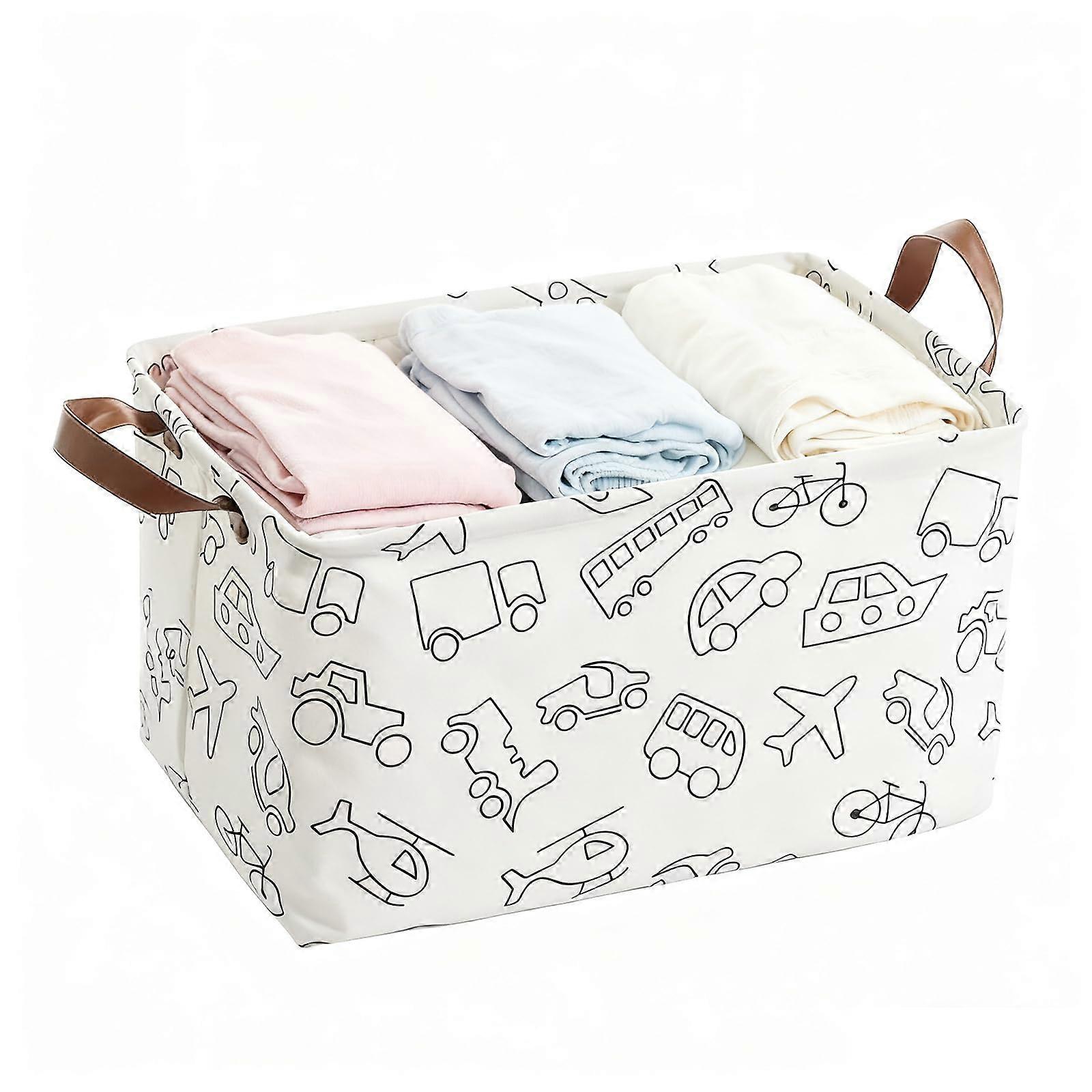 Laundry Basket Canvas Collapsible Storage Bin with Handles for Kids Toys Books and Clothes
