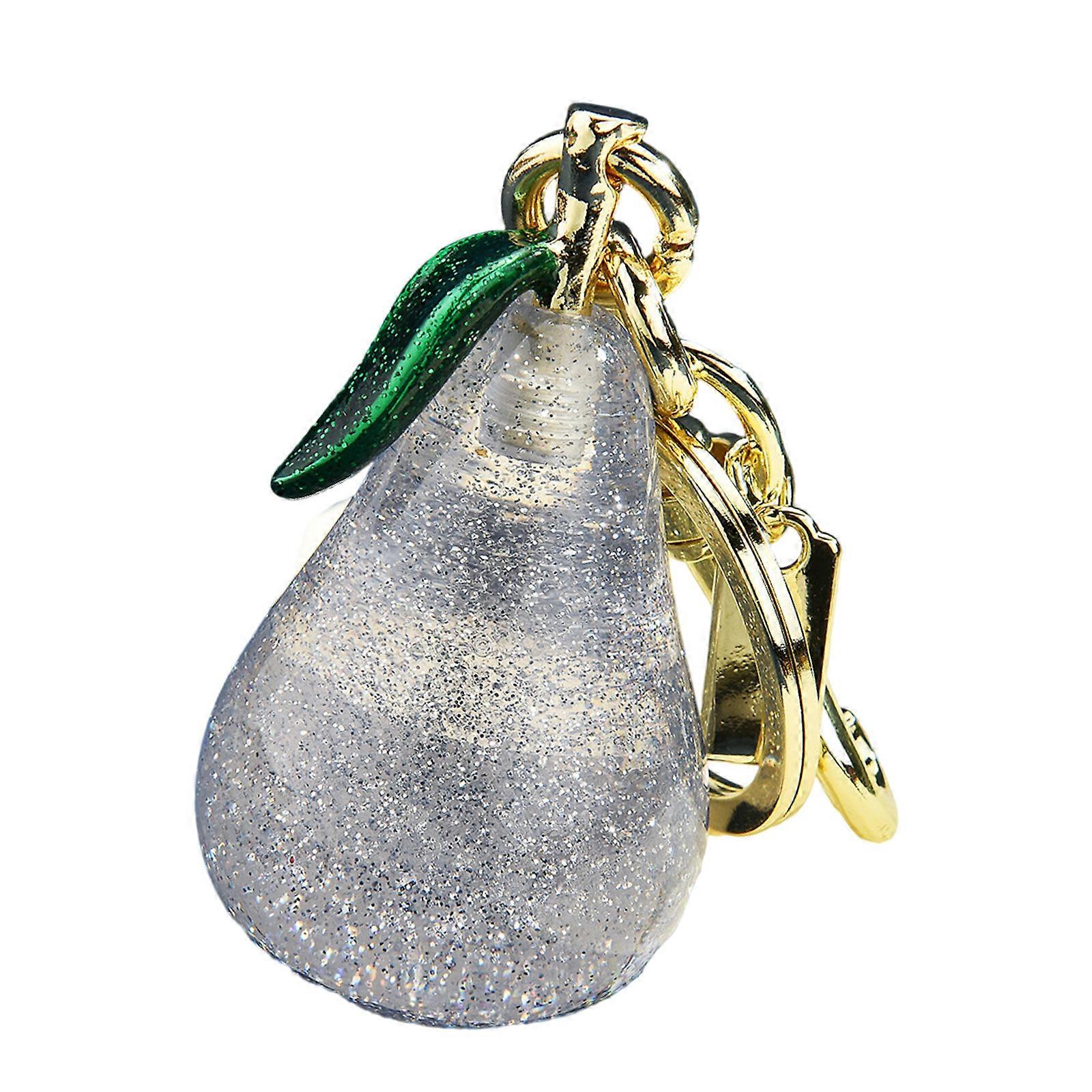 Unique Alloy Pear Pendant Key Holder Versatile Handbag Ornament Car Keys Decoration Elegant Pear Shaped Key Chain  White
