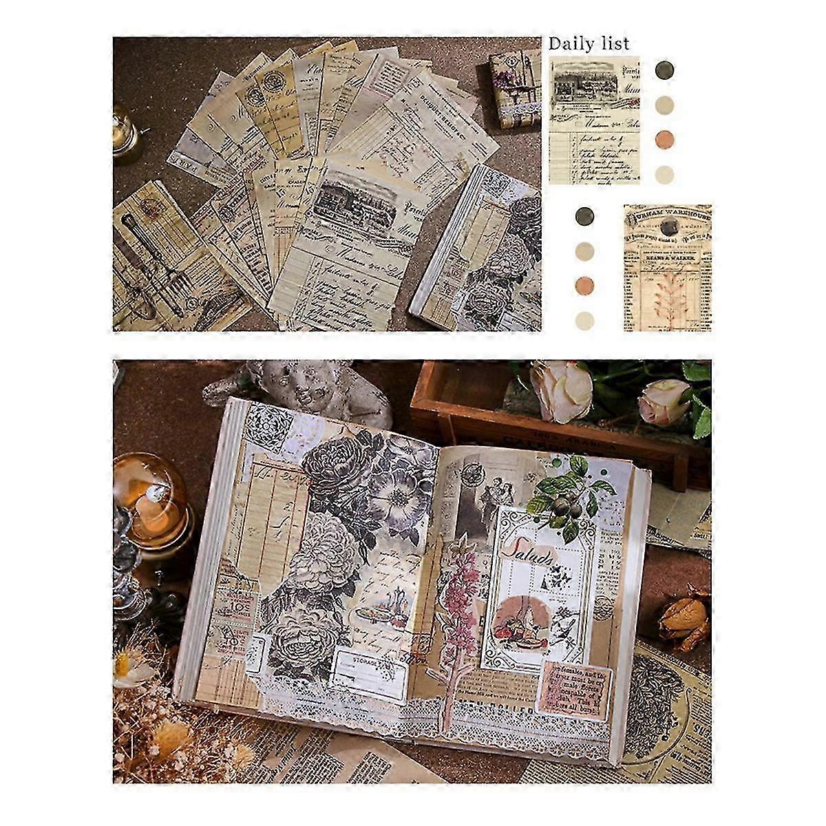 Retro Handbook Material Book DIY Base Material Package Retro Inspiration Series Retro Handbook Decorative BackingPaper,D