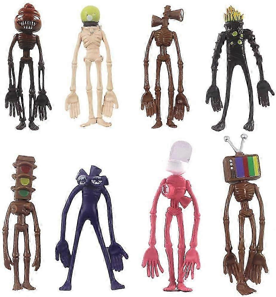 警察のサイレンヘッド手作りのおもちゃ、面白い頭のおもちゃの8個、漫画のキャラクターモデルセット、人形モデル彫刻、ハンドオフィスの装飾