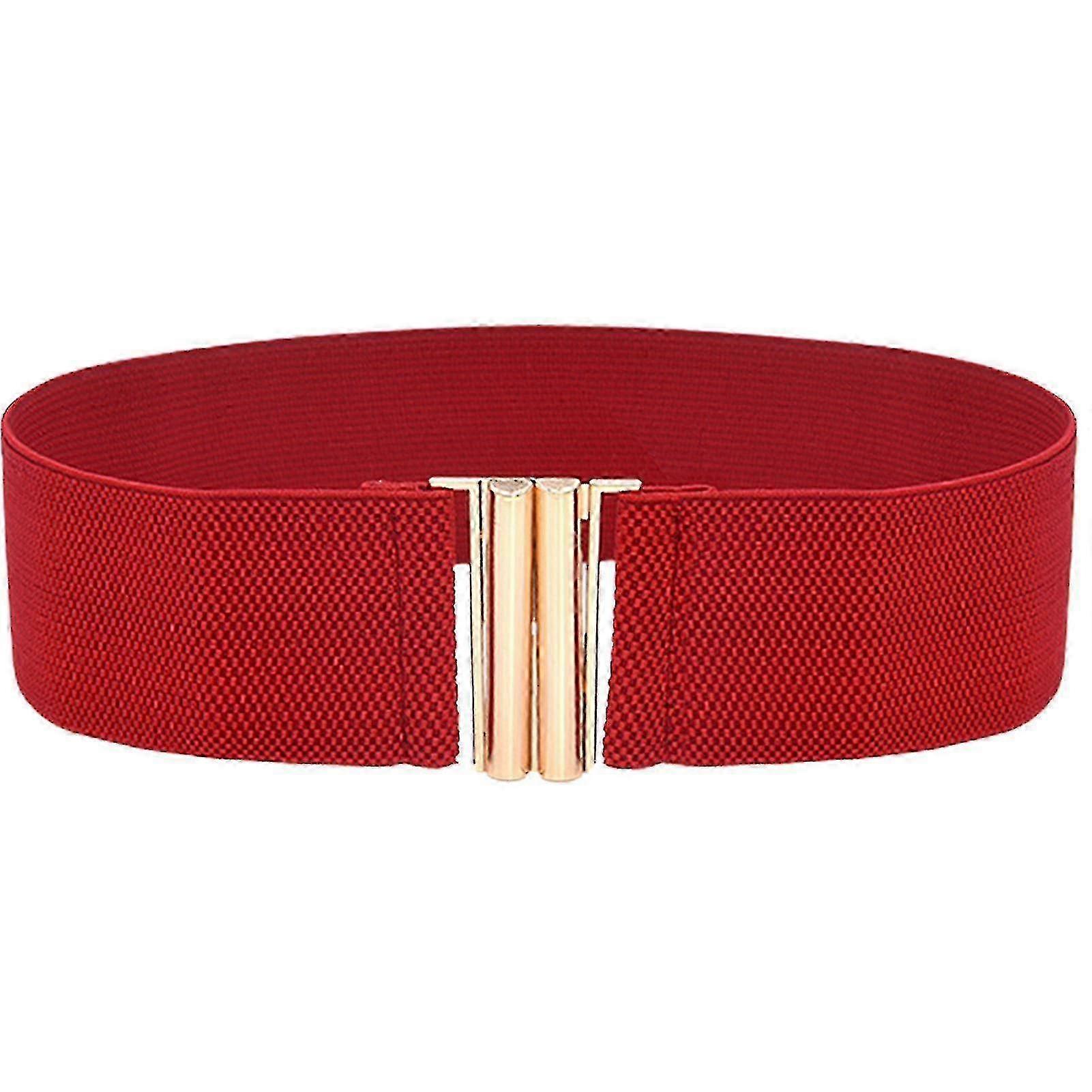 Cinto de moda feminina - cintura larga e elástica com fivela de metal