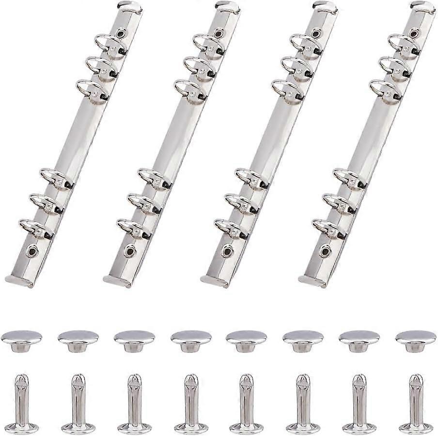 4Pcs 6-Hole Ring Binder Mechanisms Replacement Kit A5 Notebook Mechanism Replacement Metal Clip Ring Binder with Screws Nuts Inner Diameter: 21mm