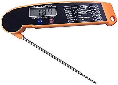 Digital Instant Read Meat Thermometer UltraFast Probe ±0.9°F Accuracy Backlit LCD for BBQ Grill Orange
