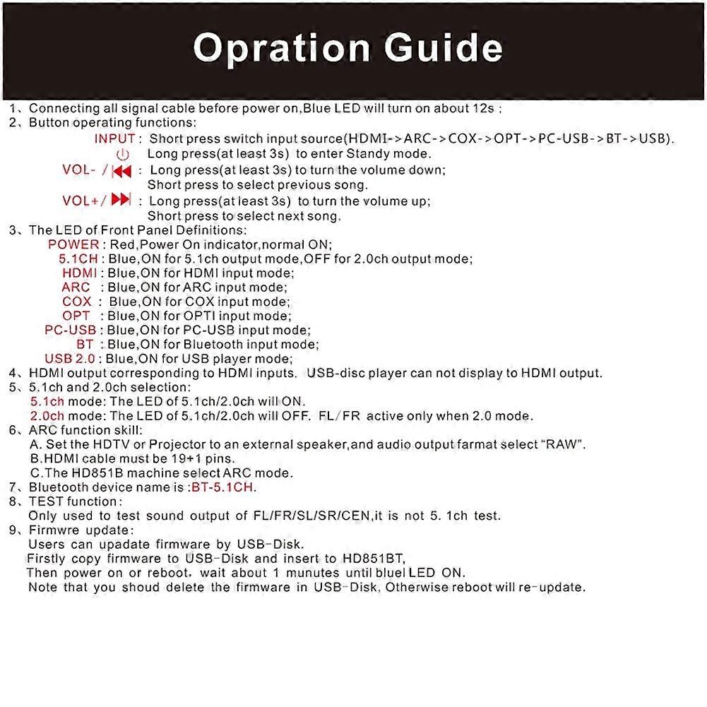 HD851BT DTS AC3 5.1 Audio Converter Decoder HDMI Extractor 4K ARC SPDIF Coxial Optical Splitter with Bluetooth-US Plug