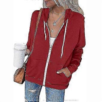 Hooded Sweat Jacket for Women with Long Sleeve and Zipper