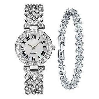 Göttin Armbanduhr Roségold Diamant Quarz Uhr Damen Römische Diamant Damenuhr Silber (Uhrenarmband)