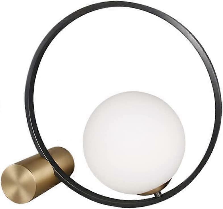 Modern Glass Globe Table Lamp with Milky White Shade and Metal Base, EyeFriendly Soft Lighting
