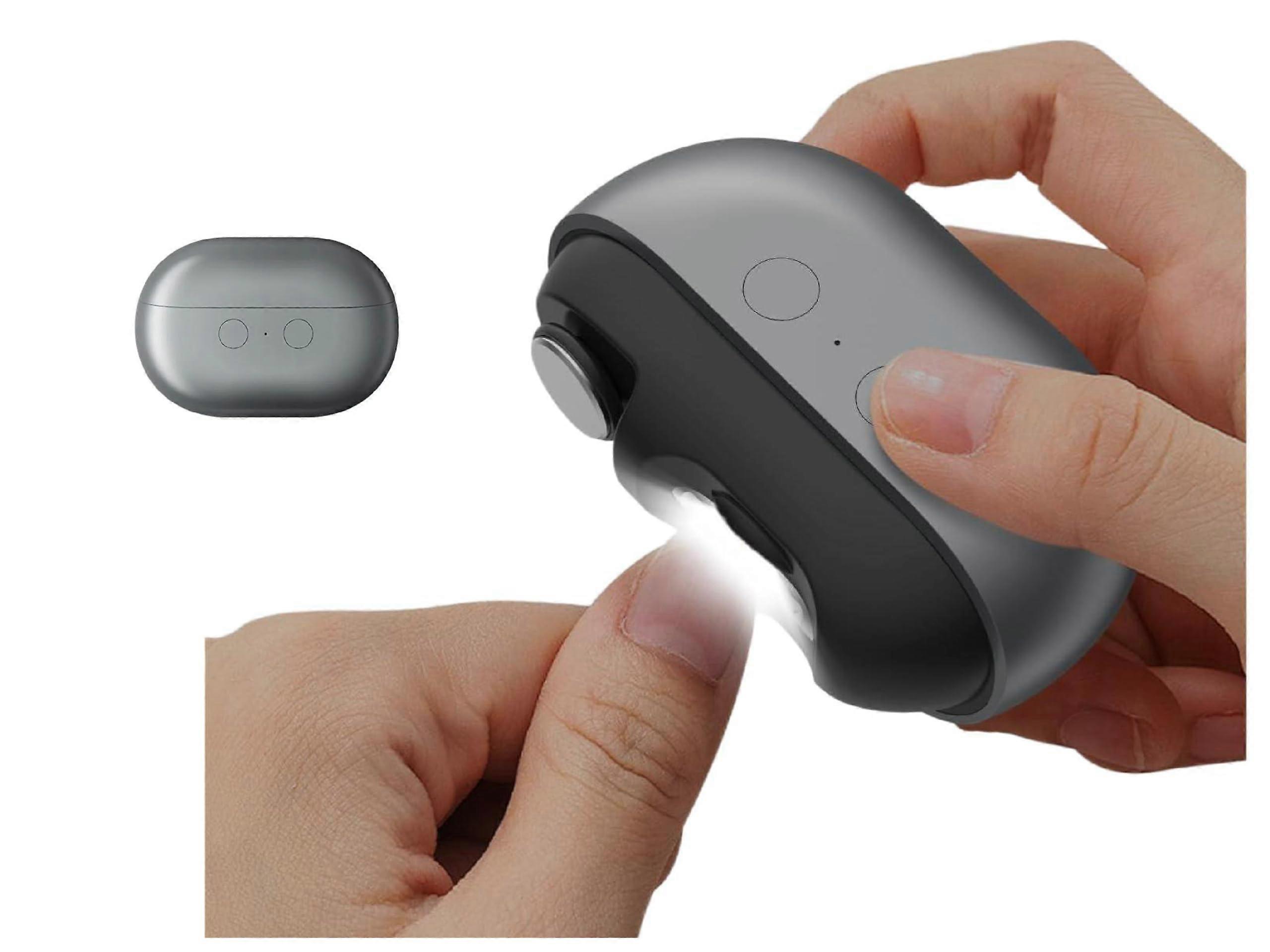 Electric Nail Clipper and File with LED Light, 2 in 1 Rechargeable Trimmer for Adults and Seniors, Black