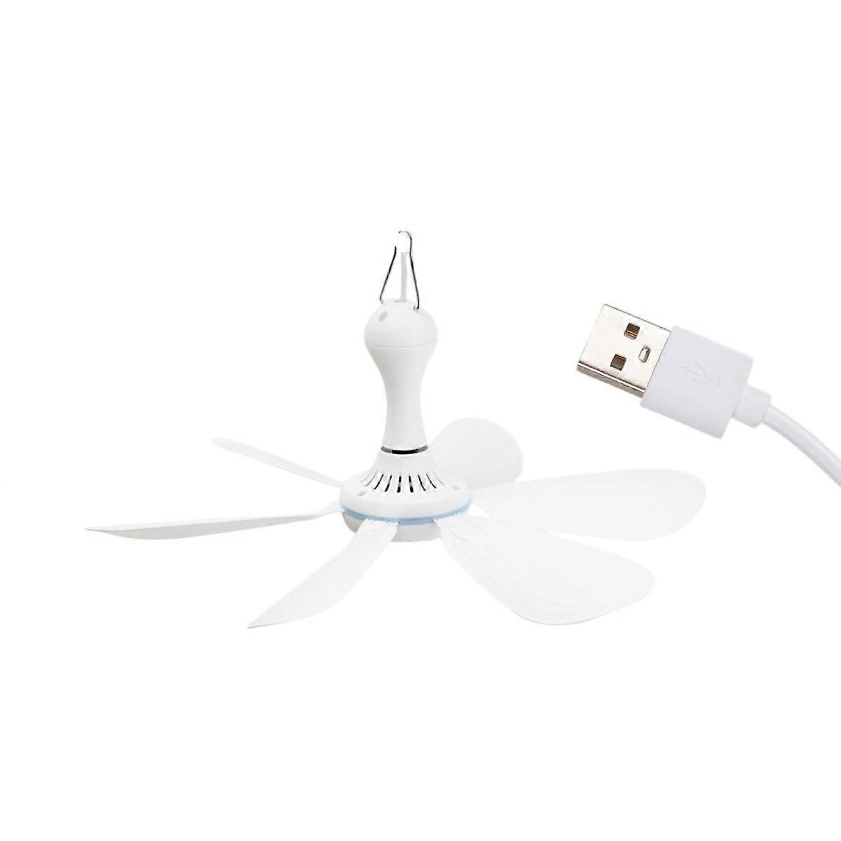 USB Powered Ceiling Fan with Remote, 4 Speed Low Noise Hanging Fan for Camping Dorm Tent