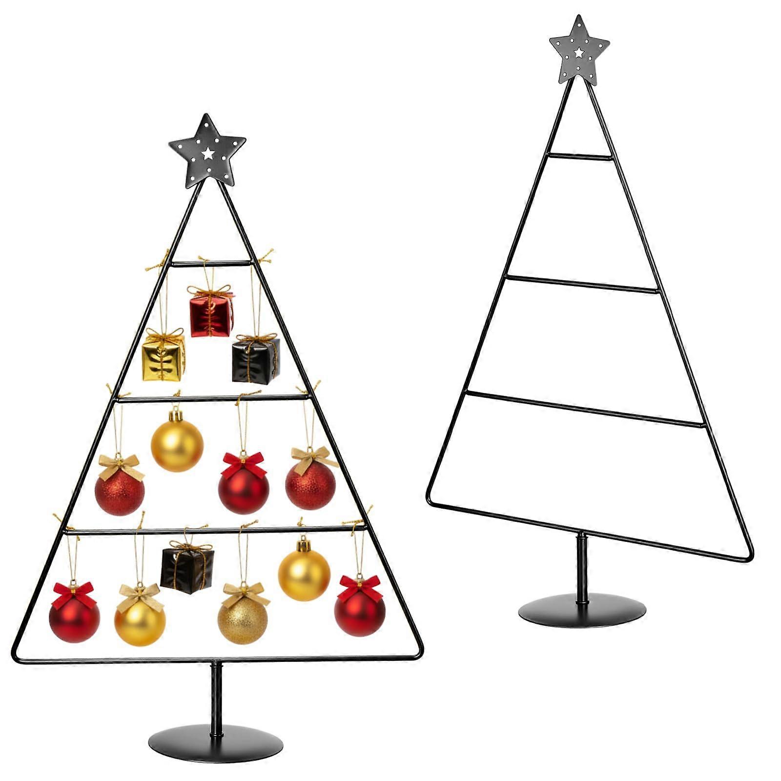 17.95 Inch Christmas Ornament Display Stand with 360° Rotating MultiTier Tabletop Holder Black