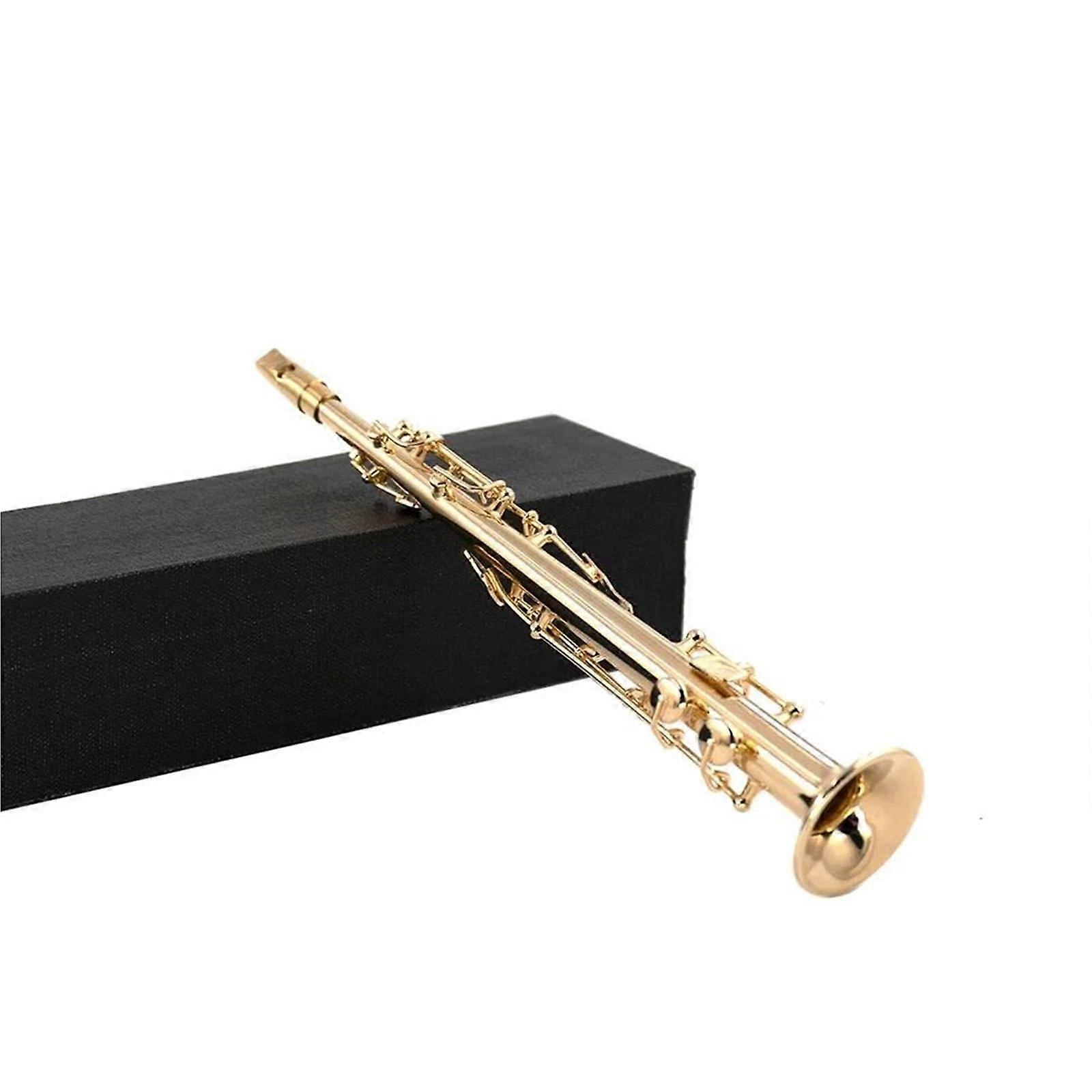 Miniature Musical Instrument Brass Soprano Saxophone Replica 16cm with Elegant Glossy Finish