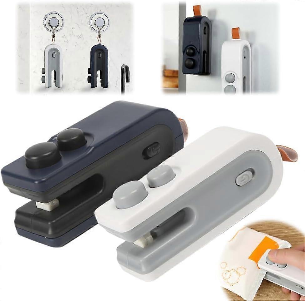 Mini Bag Sealer 2 in 1 USB Rechargeable Heat Sealer and Cutter with Magnetic Storage for Snacks