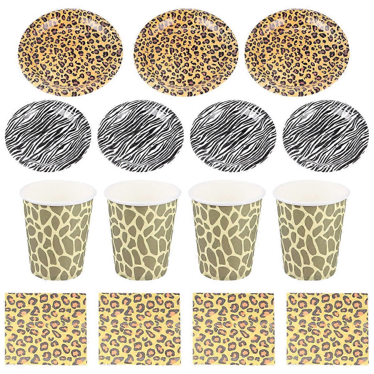 Leopard Paper Set for Party Use 50Pcs