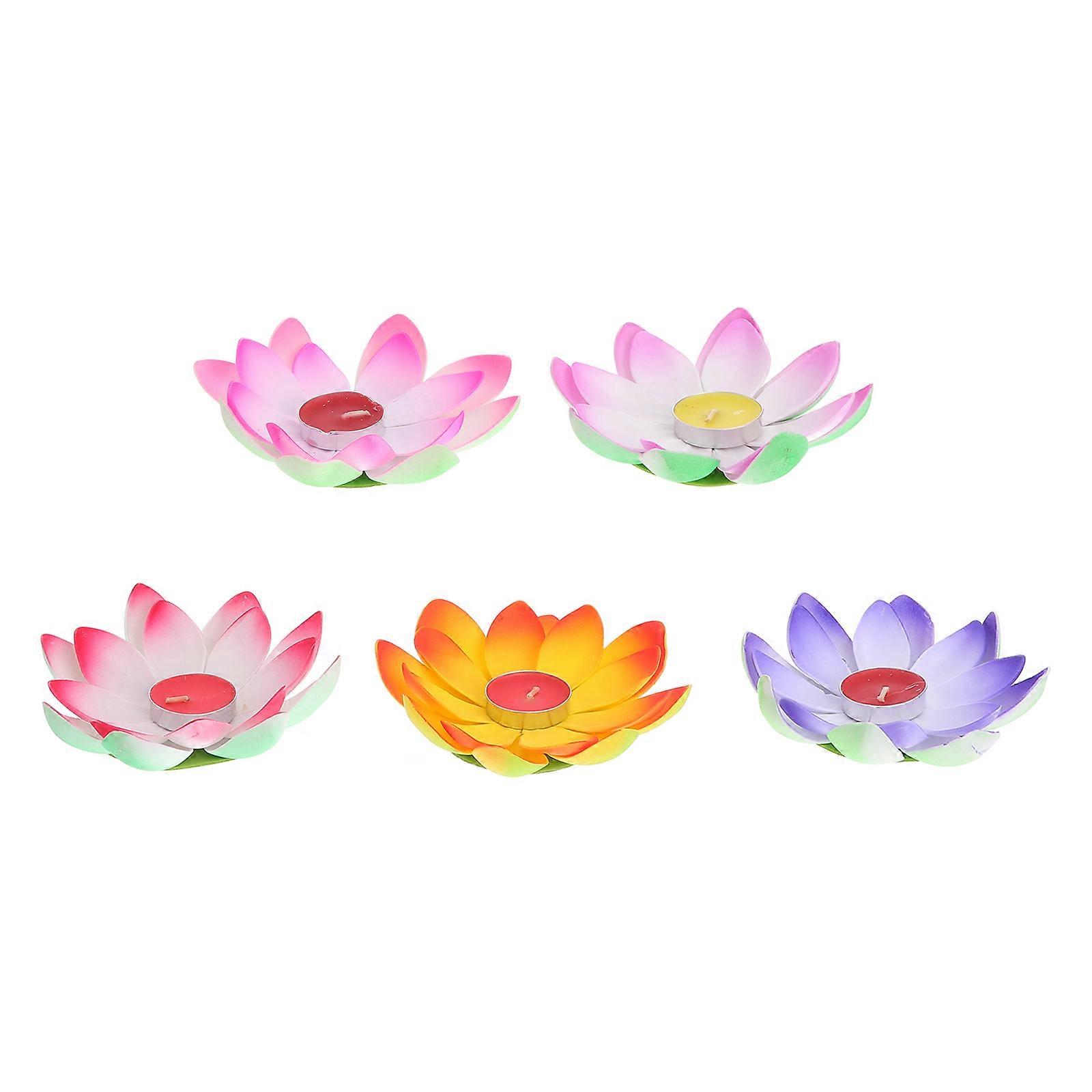 5Pcs Double Layer Lotus Candle Blessing Decorative For Home Decor Assorted -friendly Design