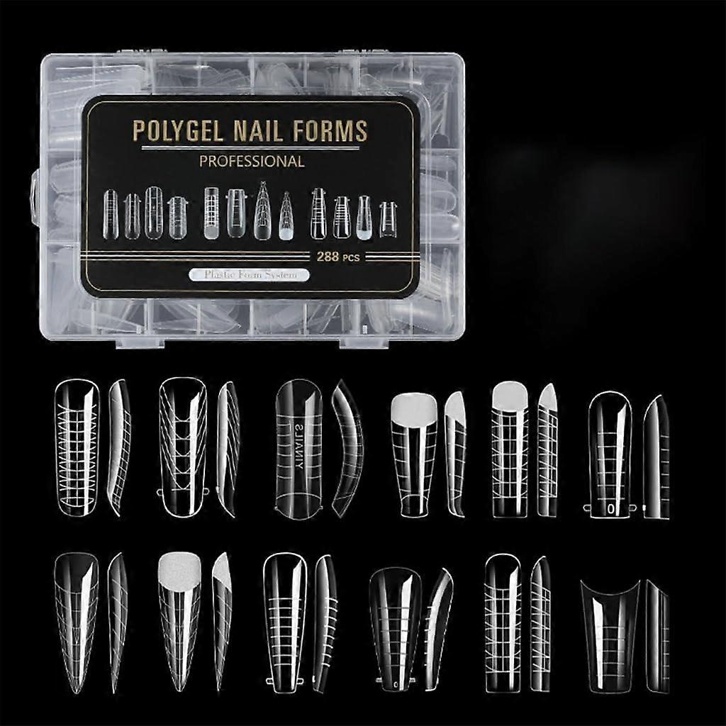288 Pcs Reusable Nail Extension Forms Set for Poly Gel with Scale Lines and Multiple Shapes