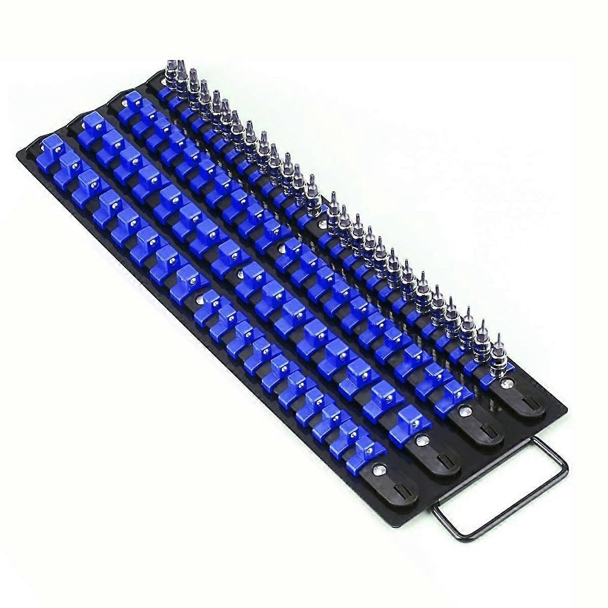 Handled Socket Organizer with 80 Socket , 1/4" 3/8" 1/2" Socket Holder for Workshop/G