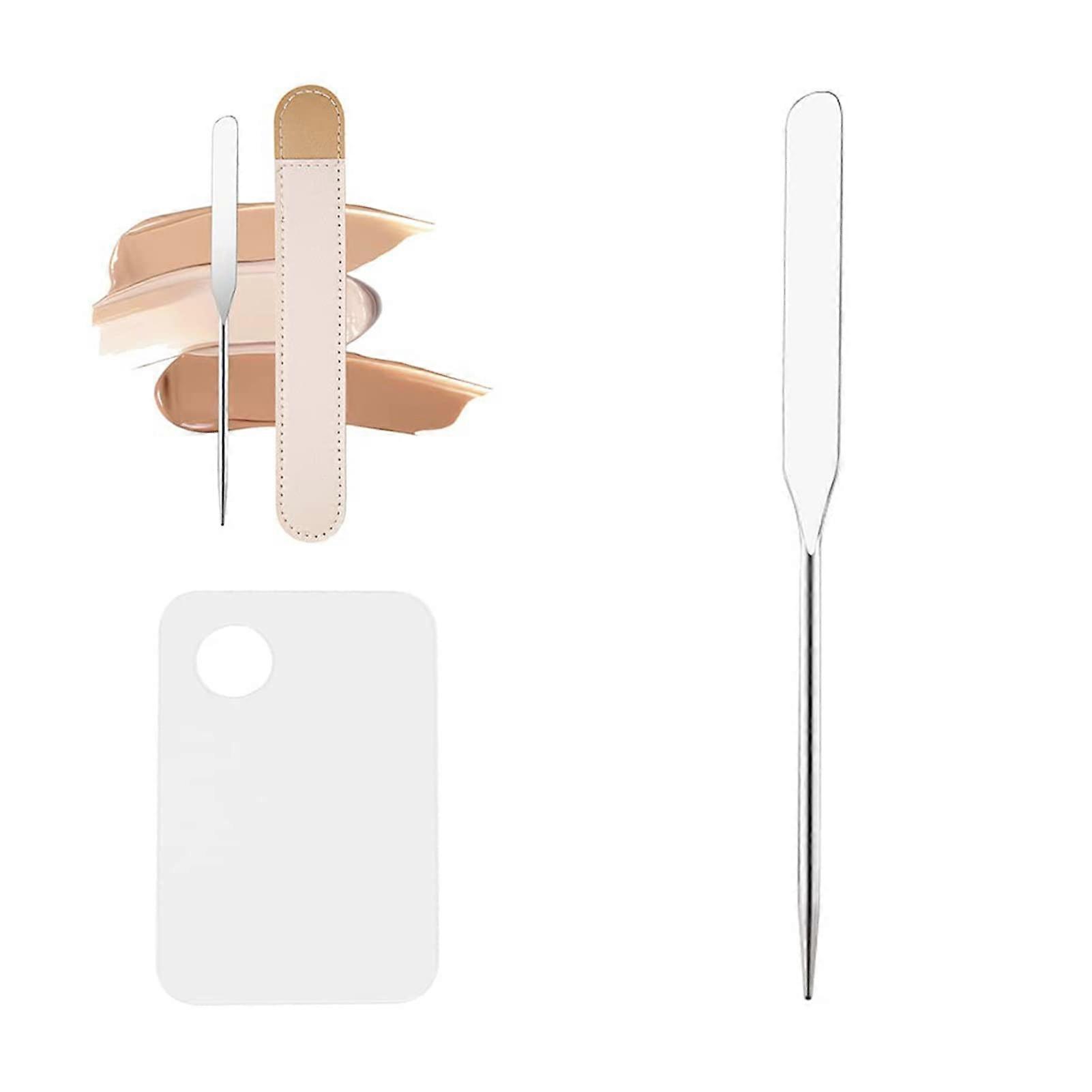 Makeup Mixing Palette with Spatula, Stainless Steel Easy Clean Surface, Leather Case for Precise Color Mixing