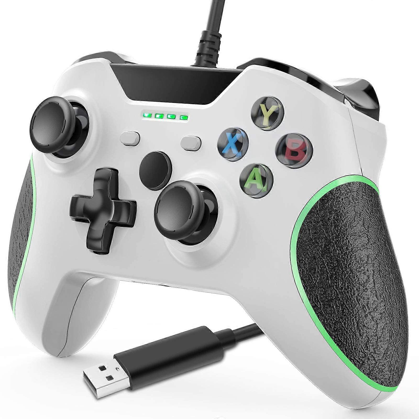 Renewed Wired Controller with Audio Jack and Dual Vibration for Xbox One/X/S and PC (White)
