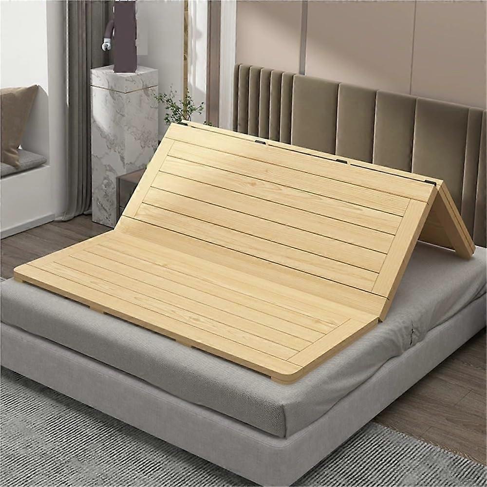 Wood Folding Bed Frame 1.5m x 2m Solid Wood Slatted Base for Floor Sleeping and Small Spaces