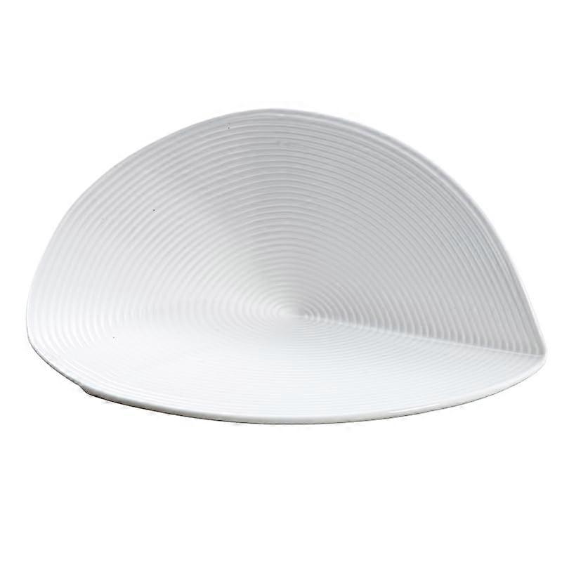 White Ceramic Dinner Plate with Elegant Irregular Design for Home Restaurant and Hotel Use