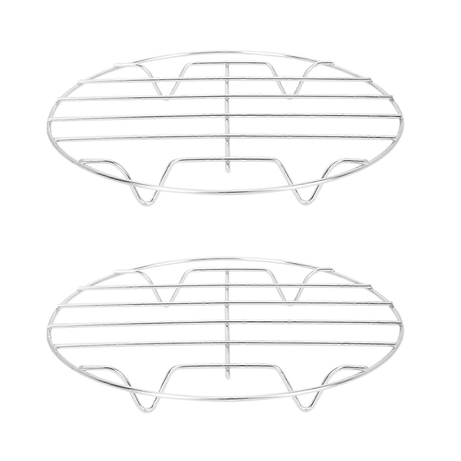 2Pcs Stainless Steel Steaming Rack for Vegetables Fish Meat, Rustproof Round Cooking Tray