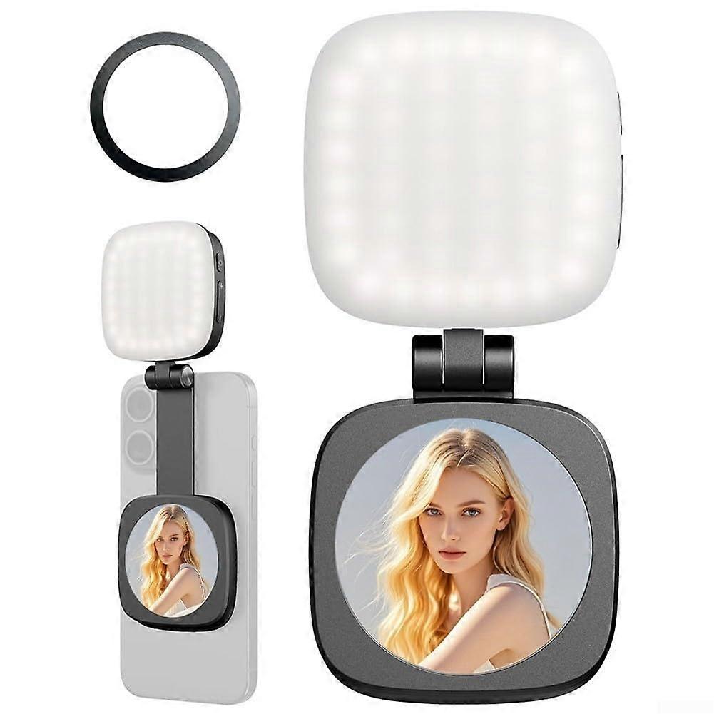 LED Makeup Light with Magnetic Foldable Design, 5 Modes, Adjustable Brightness, Rechargeable, Black
