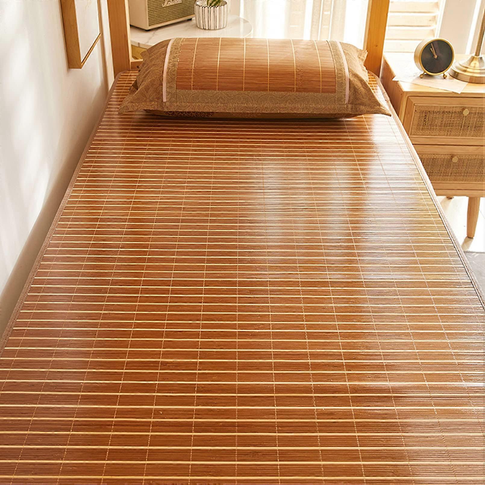 Cooling Bed Mat Bamboo Sleeping Mat Foldable Breathable Bamboo Surface for Summer Hot Weather